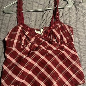 No Boundaries Burgundy Plaid Camisole